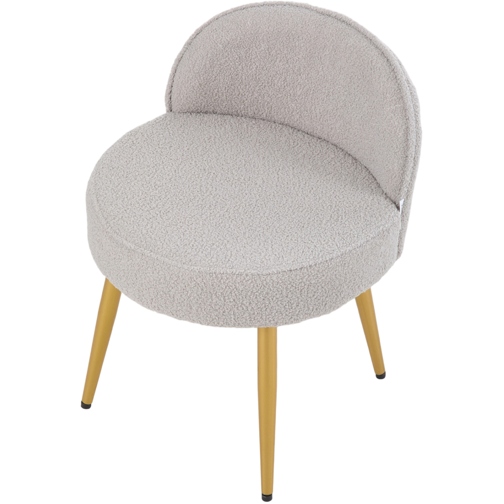 Living and Home Grey and Gold Teddy Fleece Curved Backrest Vanity Stool Image 2