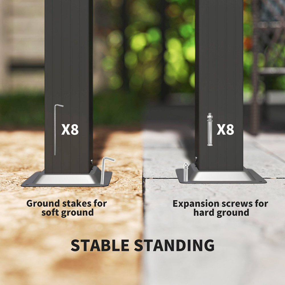 Outsunny 3 x 3m Khaki Aluminium Frame Pergola with Retractable Roof Image 6