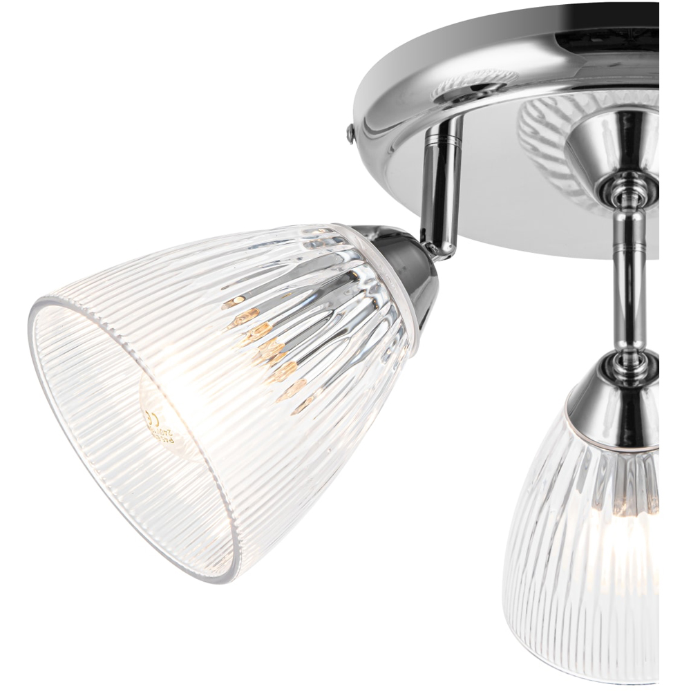 Cosylyte Athella Bathroom 3 Light Modern Ribbed Glass Spotlight Image 4