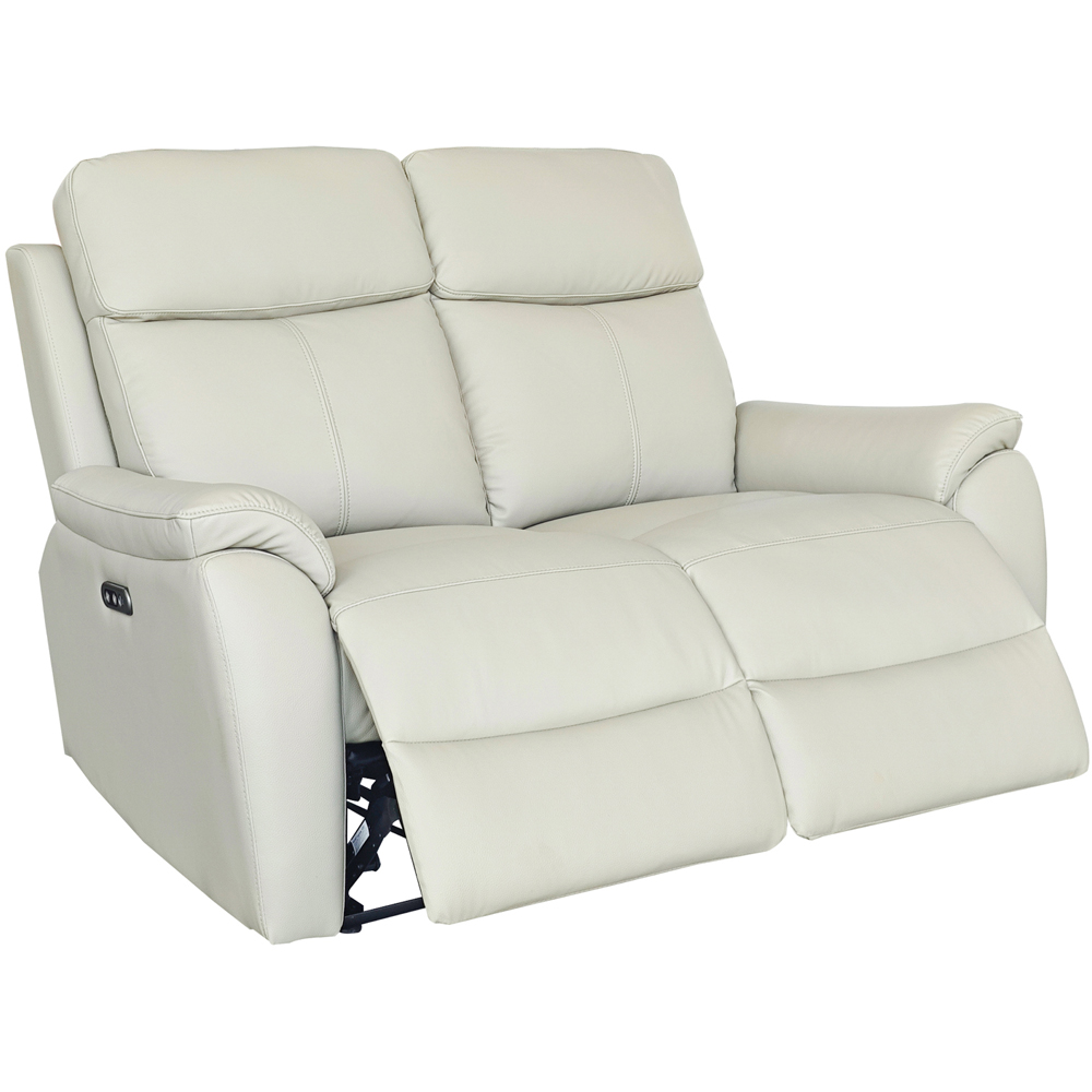 Aspire Kingsmere 5 Seater Light Grey Leather Power Recliner Sofa Set Image 4