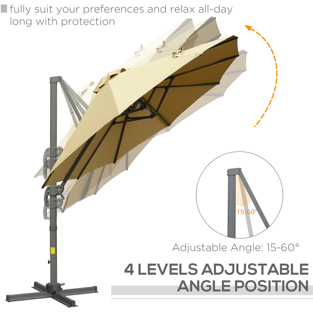 Outsunny Khaki Crank Handle Double Sided Parasol with Cross Base 4.5m Image 5