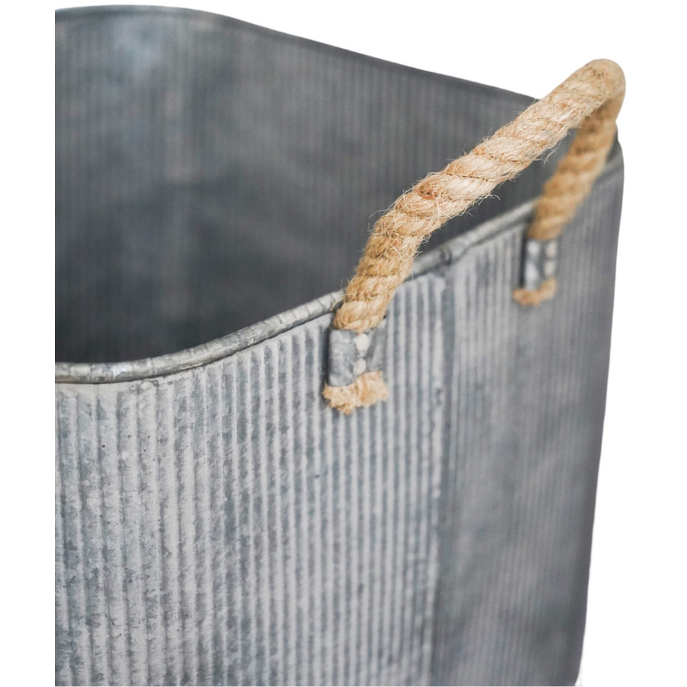 Ivyline Galvanised Rope Handle Square Planter 2 Pack Image 4