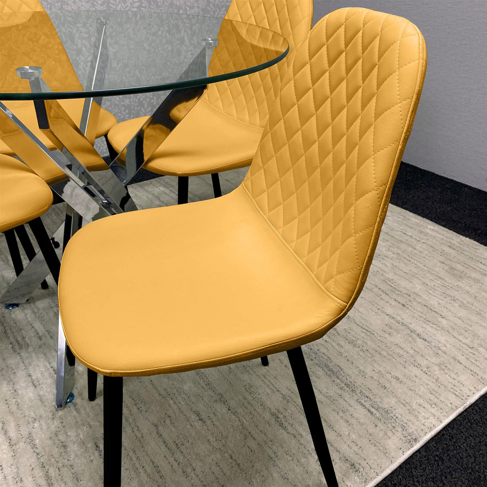 Kosy Koala Maya Gem 4 Seater Round Glass Dining Set Mustard Image 3