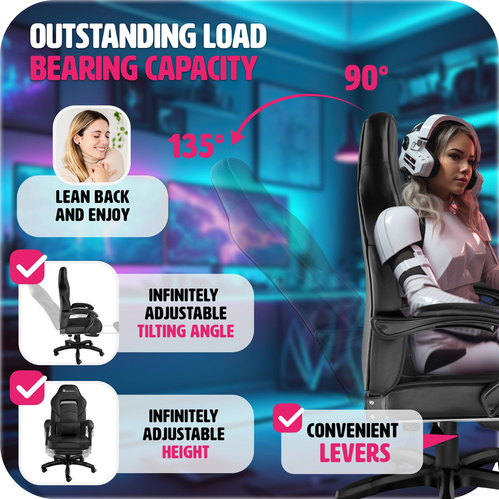 tectake Comodo Black Gaming Chair Image 5