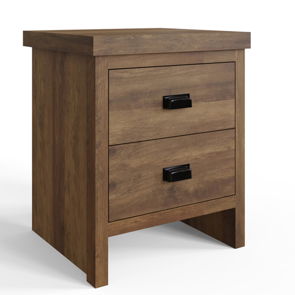 GFW Boston 2 Drawer Knotty Oak Bedside Table Image 2