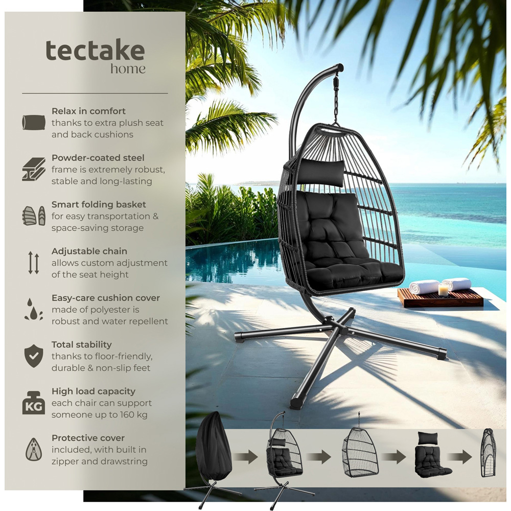 tectake Ariane Black Egg Chair Image 2