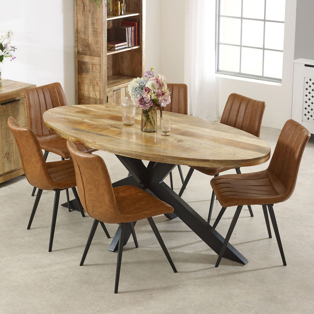 Brooklyn Surrey 6 Seater Solid Wood and Metal Oval Dining Table Image 7