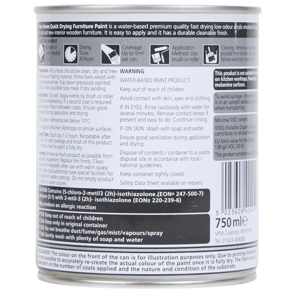 Your Home Cupboard and Furniture Paint 750ml Sage Green Image 4