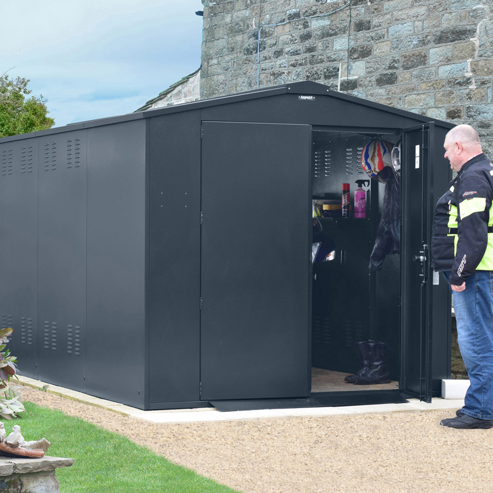 Asgard Gladiator 7 x 14ft Double Door Cream High Security Apex Motorcycle Garage Image 8