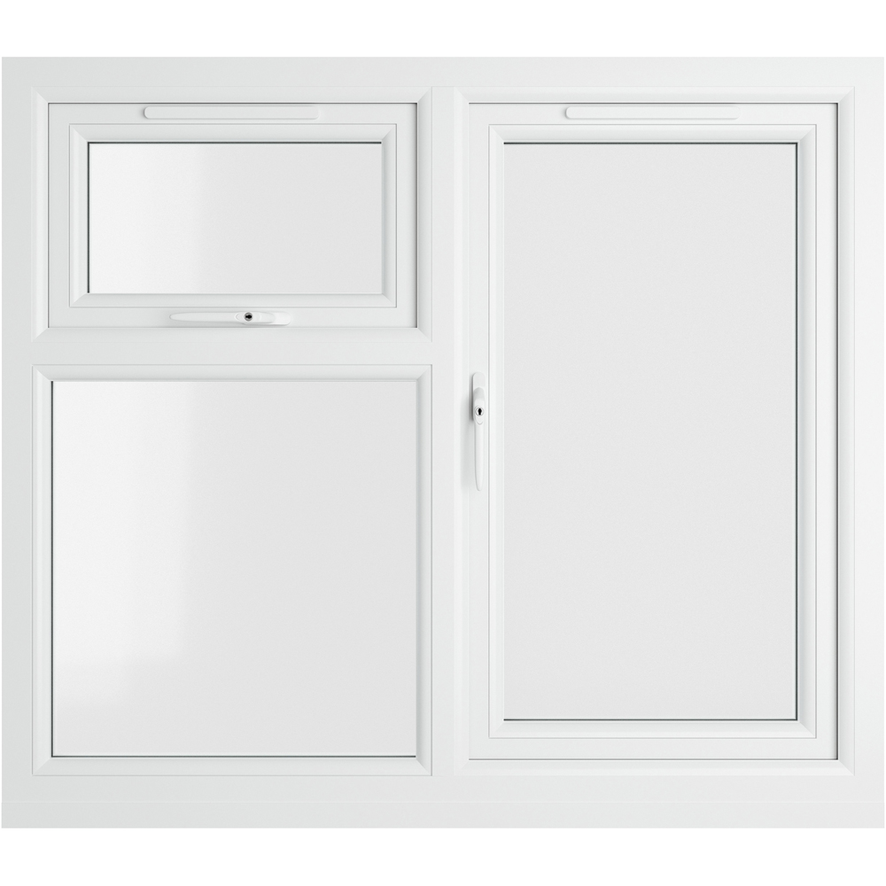 Crystal uPVC Double Glazed Window LH Side Hung and Top Opener White Clear Glass 1190x1115mm Image 2