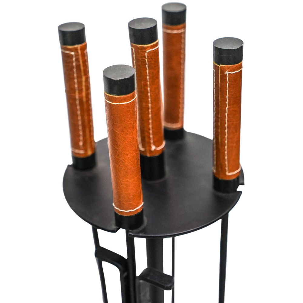 Ivyline 5 Piece Black Leather Handle Round Companion Set Image 3