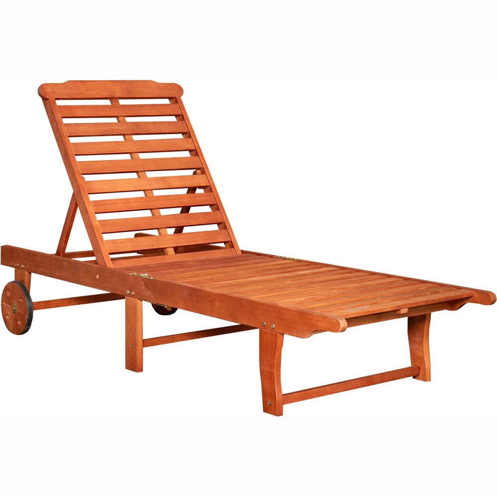 Samuel Alexander Wooden Foldable Sun Lounger with Wheels Image 2