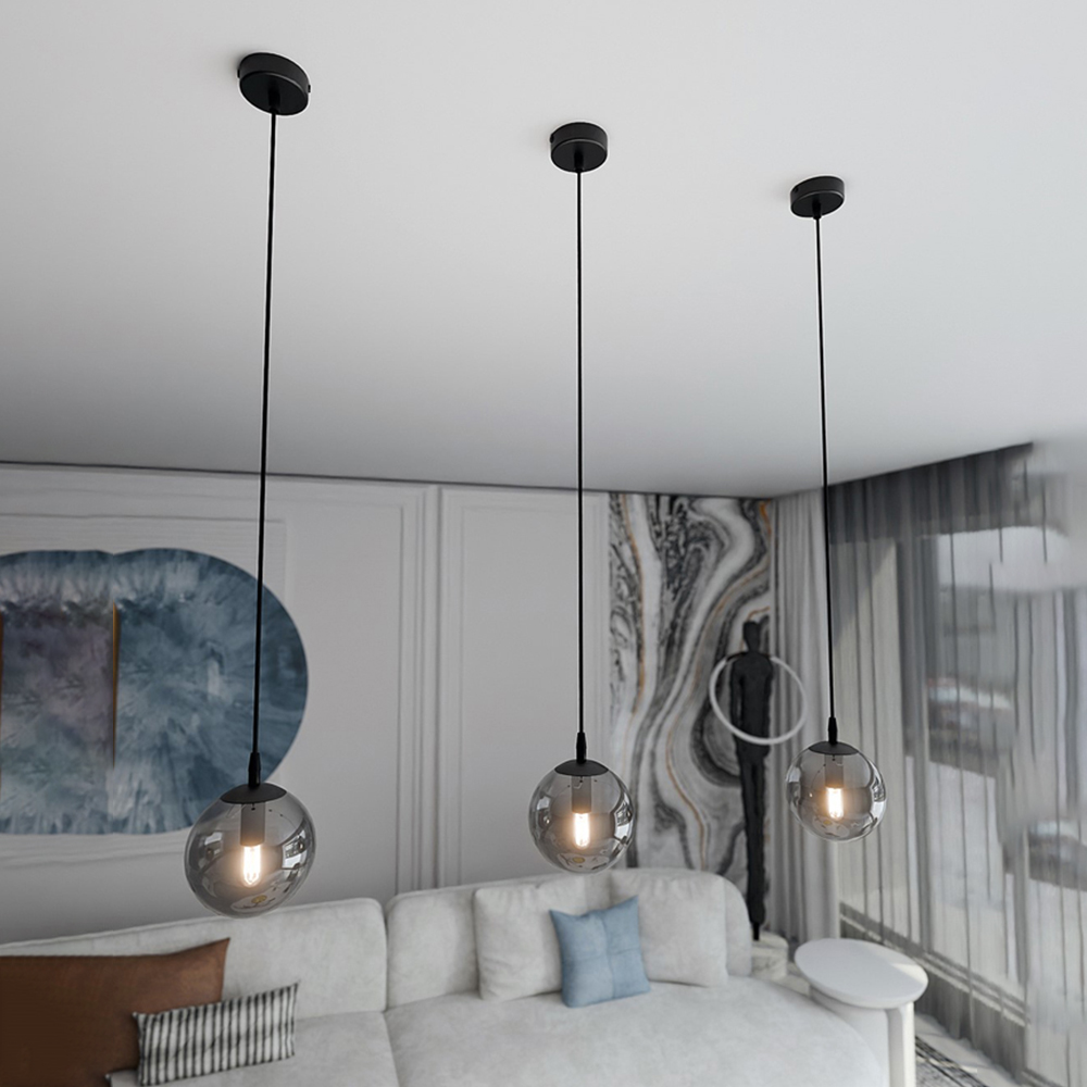Emibig Cosmo Single Light Graphite Shade Black E14 Ceiling Pendant Light Image 2