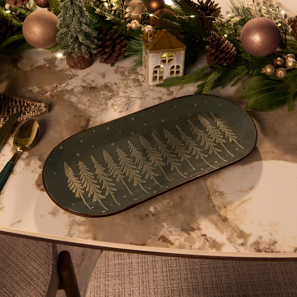Nordic Pine Large Serving Platter Green Image 2