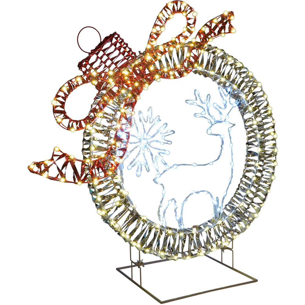 LED Stag Bow Bauble - Silver Image 4