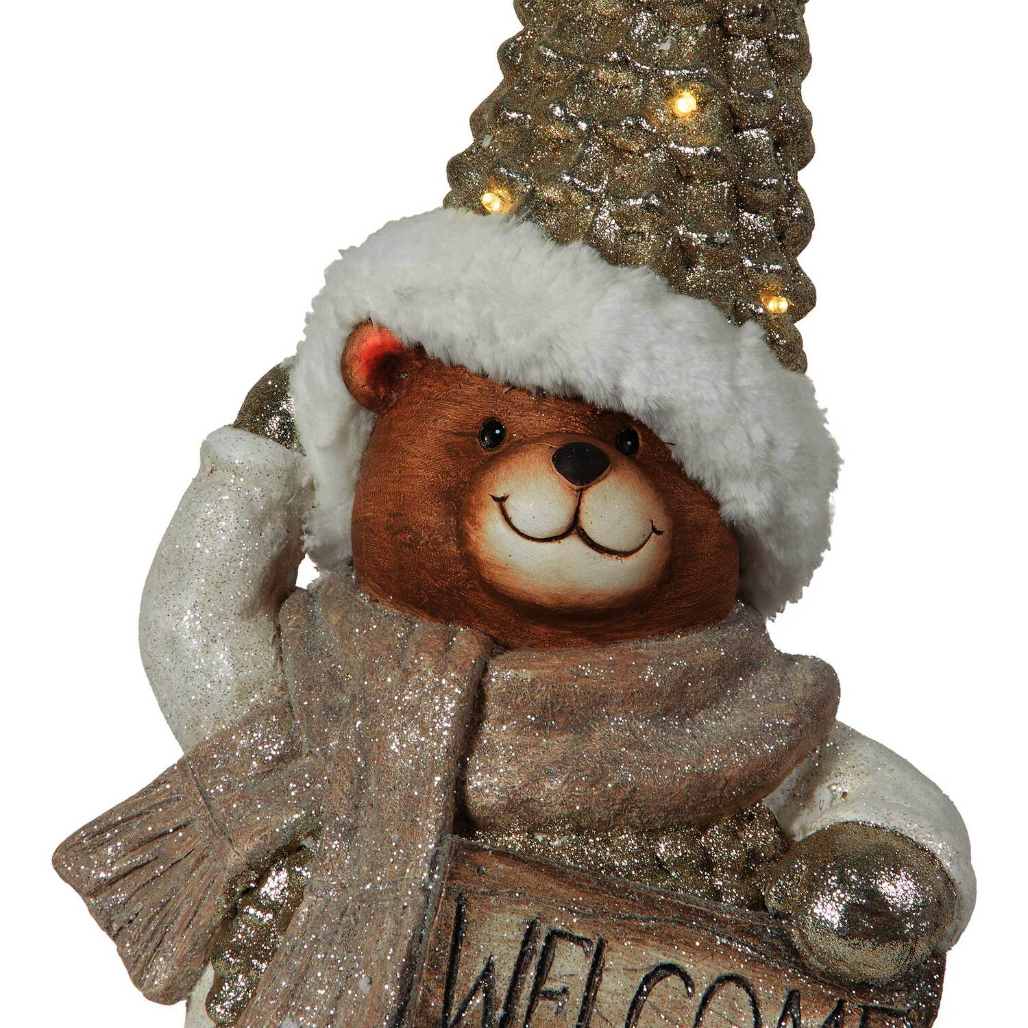 LED Welcome Bear Ornament - White Image 3