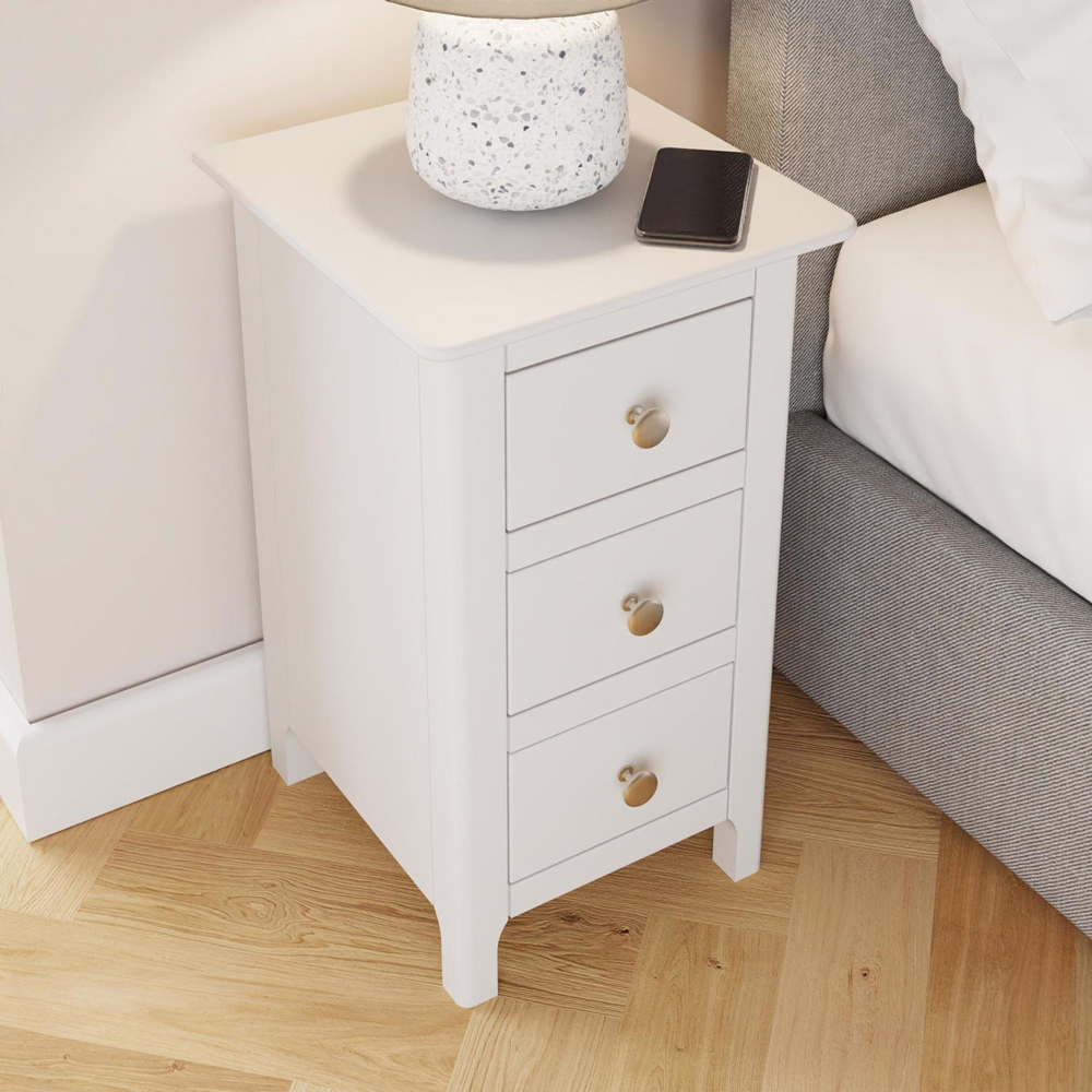 FWStyle Palma 3 Drawer White Ready Assembled Bedside Chest Image 8