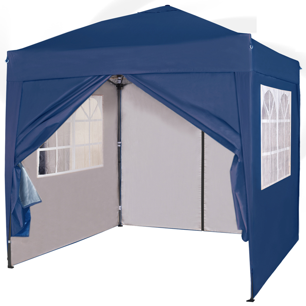 Blue Pop Up Outdoor Canopy Tent with Removable Sidewalls 2 x 2m Image 2