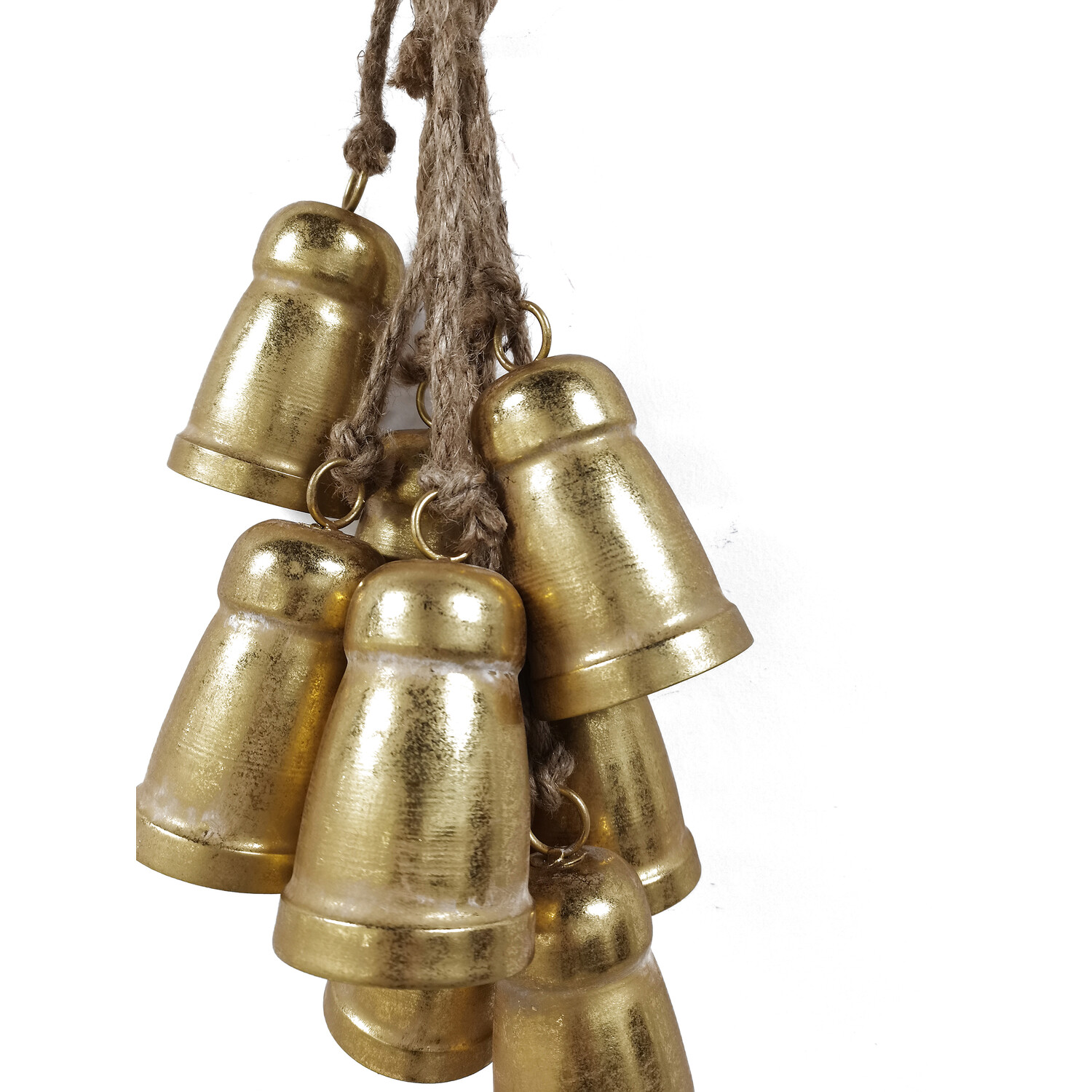 8 Metal Hanging Bells Gold Image 3