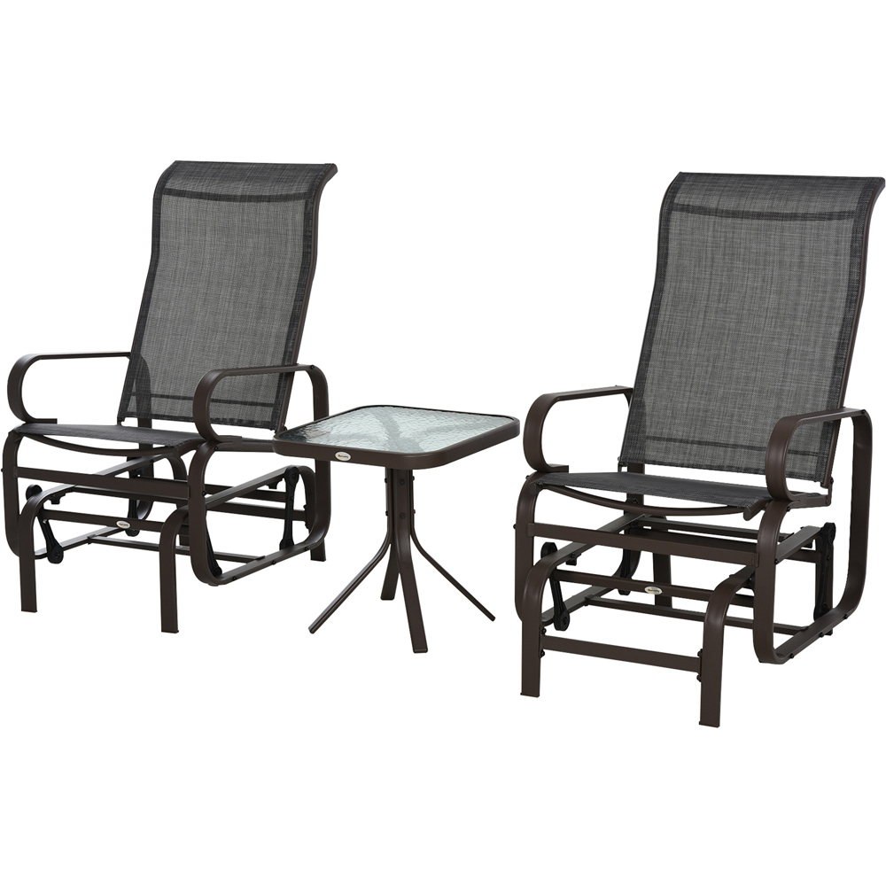 Outsunny Set of 2 Outdoor Rocking Swing Chair with Tea Table Image 2