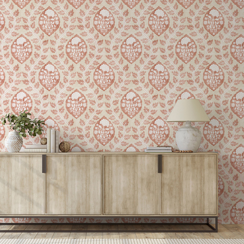 Esselle Home Floral Cartouche Warm Spice Wallpaper Image 3