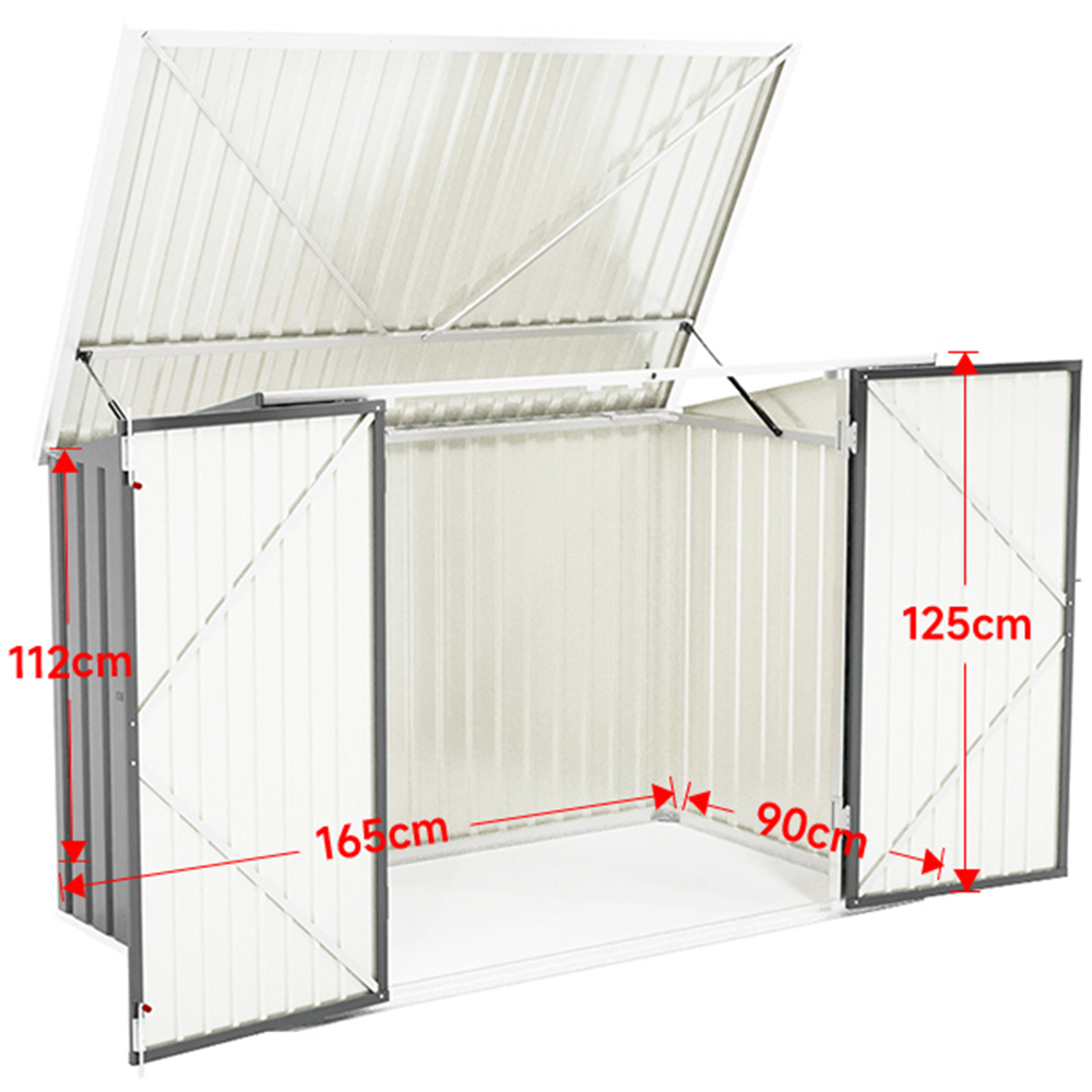 H&O Direct 5.8 x 3.4ft Grey Metal Pent Garden Storage Shed with Hinged Lid Image 4