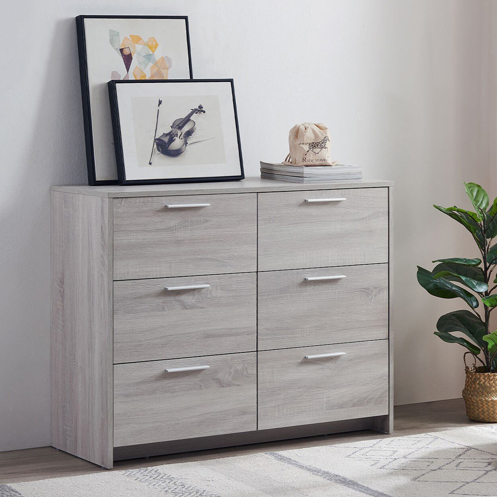 Hartley 6 Drawer Light Grey Chest of Drawers Image 4