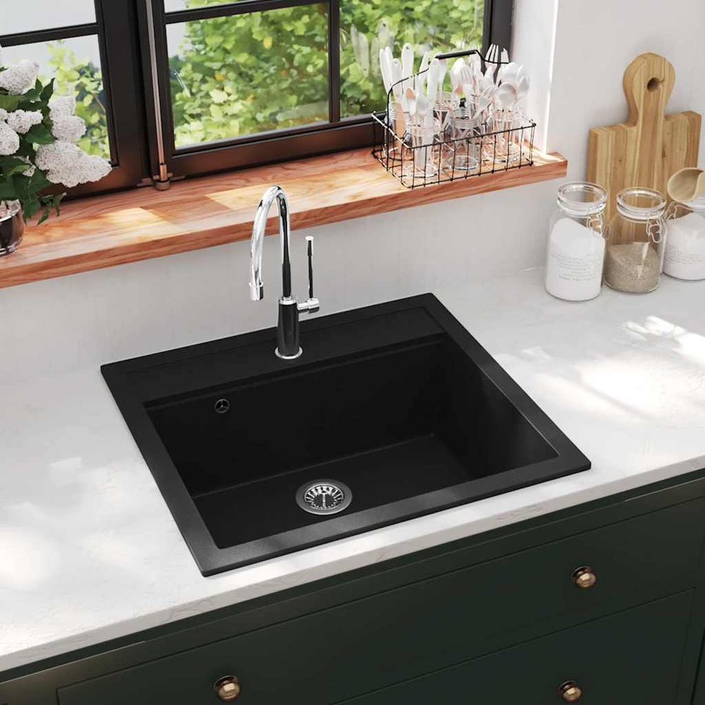 Wallplus Black Granite Single-Basin Kitchen Sink Image 2