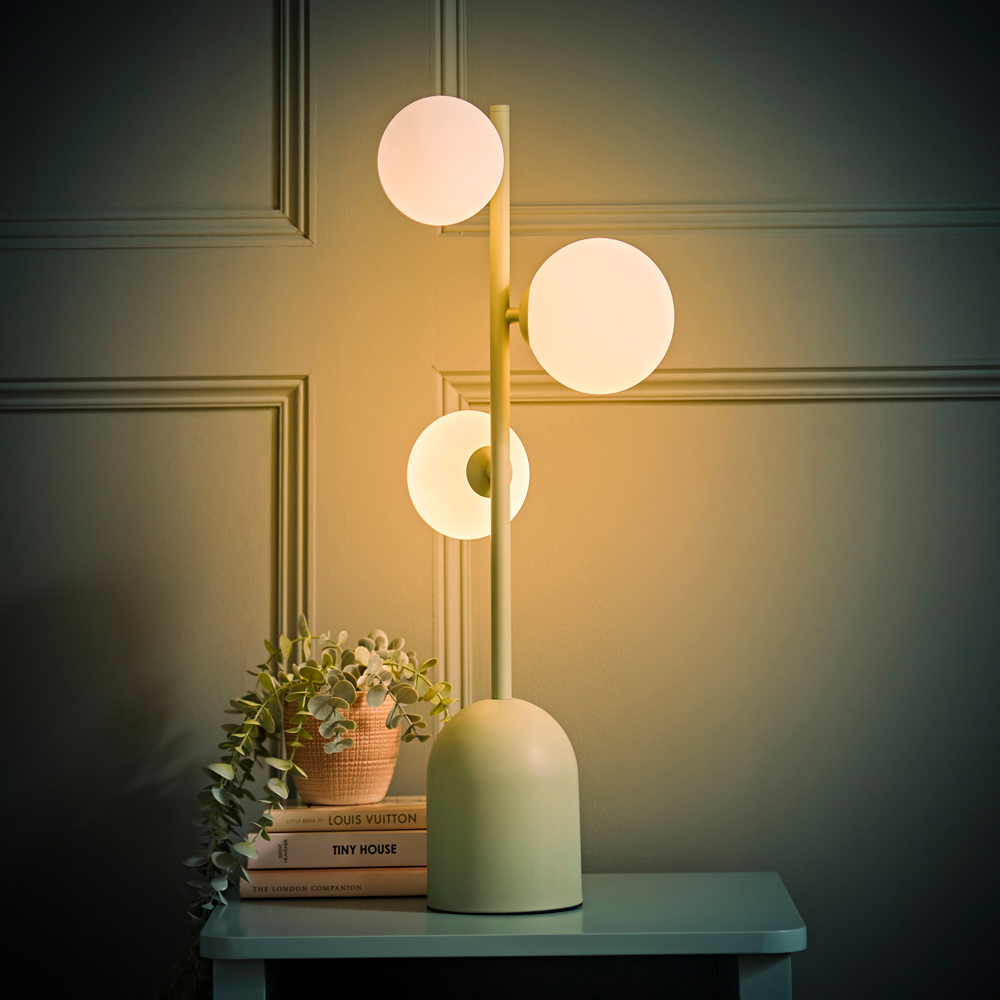 ValueLights Marlow 3 Way Sage Green Opaque Globe LED Table Lamp Image 2