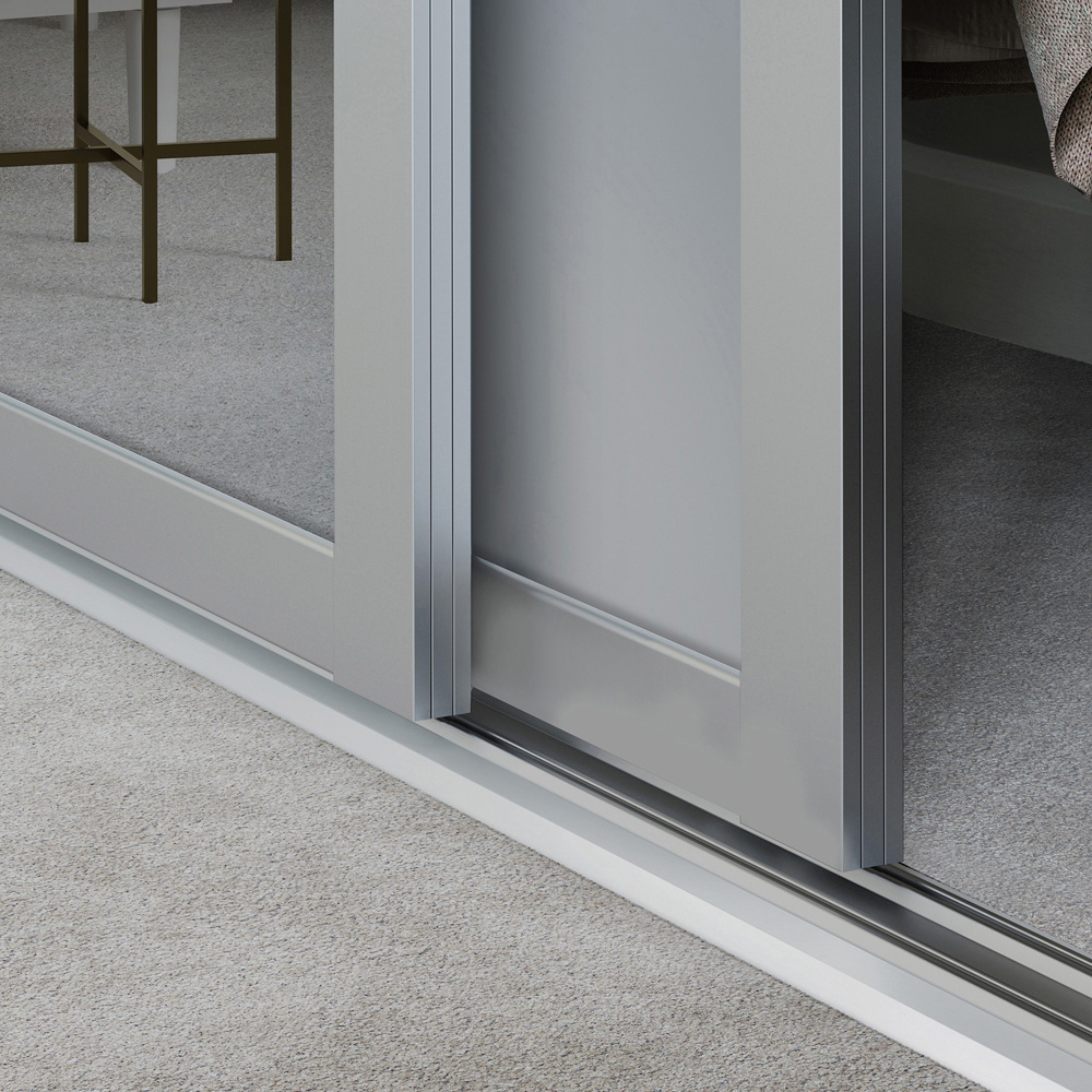 Spacepro Shaker 4 Door Dove Grey Frame Sliding Wardrobe Kit with 2 Panel and 2 Mirror 2290mm Image 4
