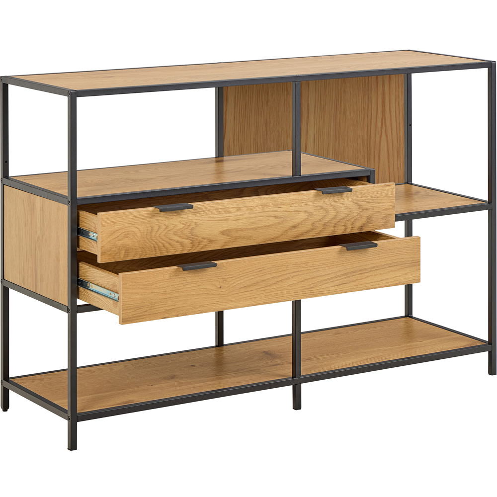 Florence Seaford 2 Drawer 3 Shelf Matt Wild Oak Metal Bookcase Image 5