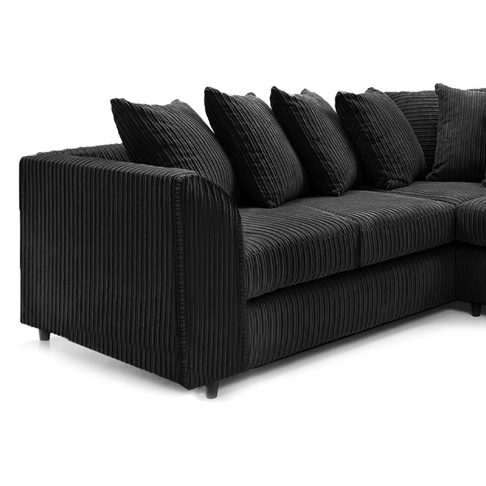Luxor 5 Seater Black Jumbo Cord Scatter Back L Shaped Corner Sofa Set Image 4