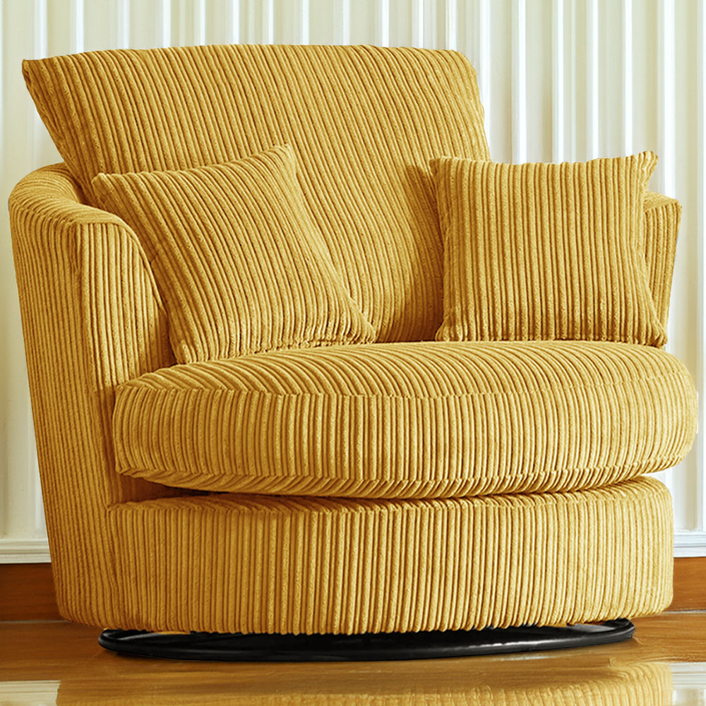 Luxor Mustard Jumbo Cord Swivel Chair Image 1