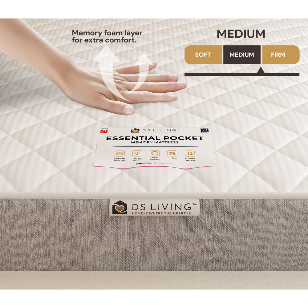 DS Living Contour Double 800 Pocket Sprung Hybrid Memory Foam Mattress Image 5