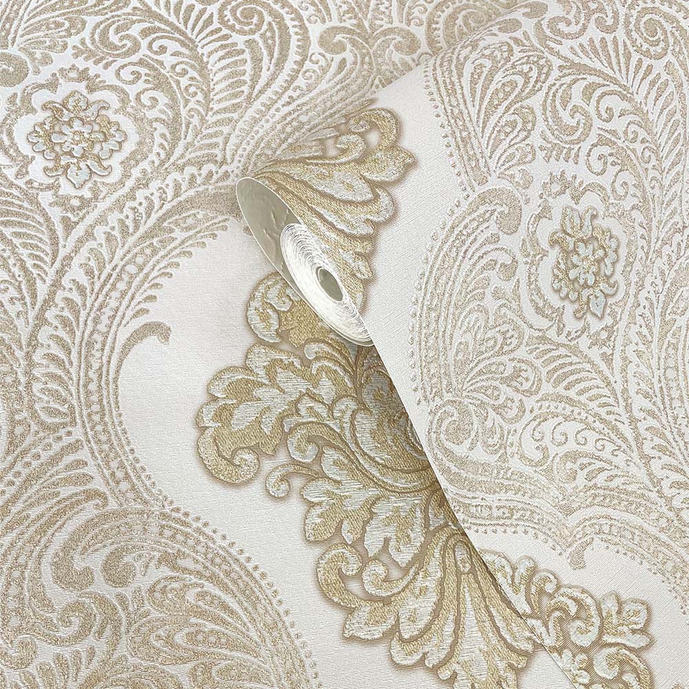 Rasch Ravella Damask Gold Wallpaper Image 2