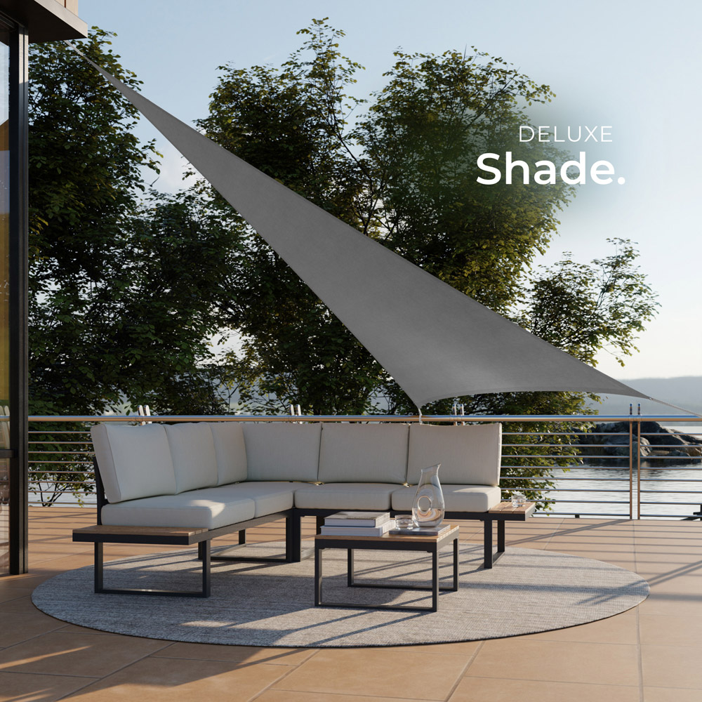 tectake Grey UV 50+ Triangular Shade Sail 400cm Image 7