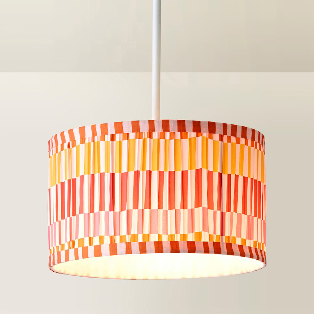 ValueLights Rae Multicolour Stripe Pleated Small Ceiling Drum Lamp Shade Image 4