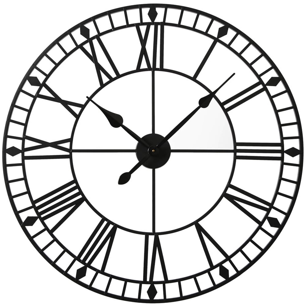 EOS Black Skeleton Wall Clock with Roman Numerals 80cm Image 1
