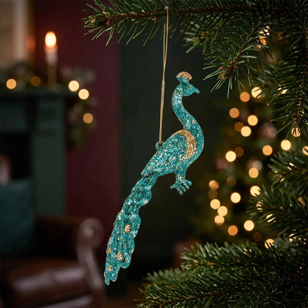 Glitter Peacock Decoration Image 3