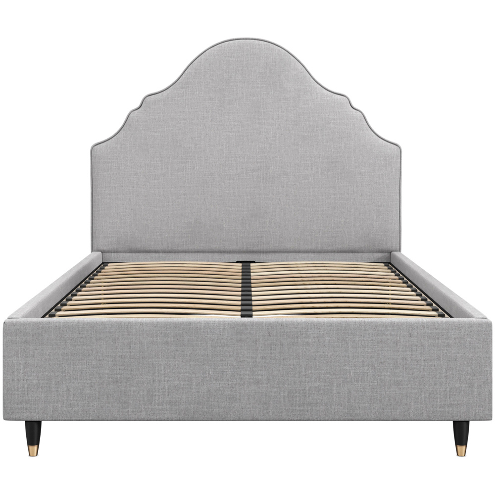 LPD Home Quince Light Grey Double Linen Blend Fabric Bed with Ornate-Style Headboard Image 3