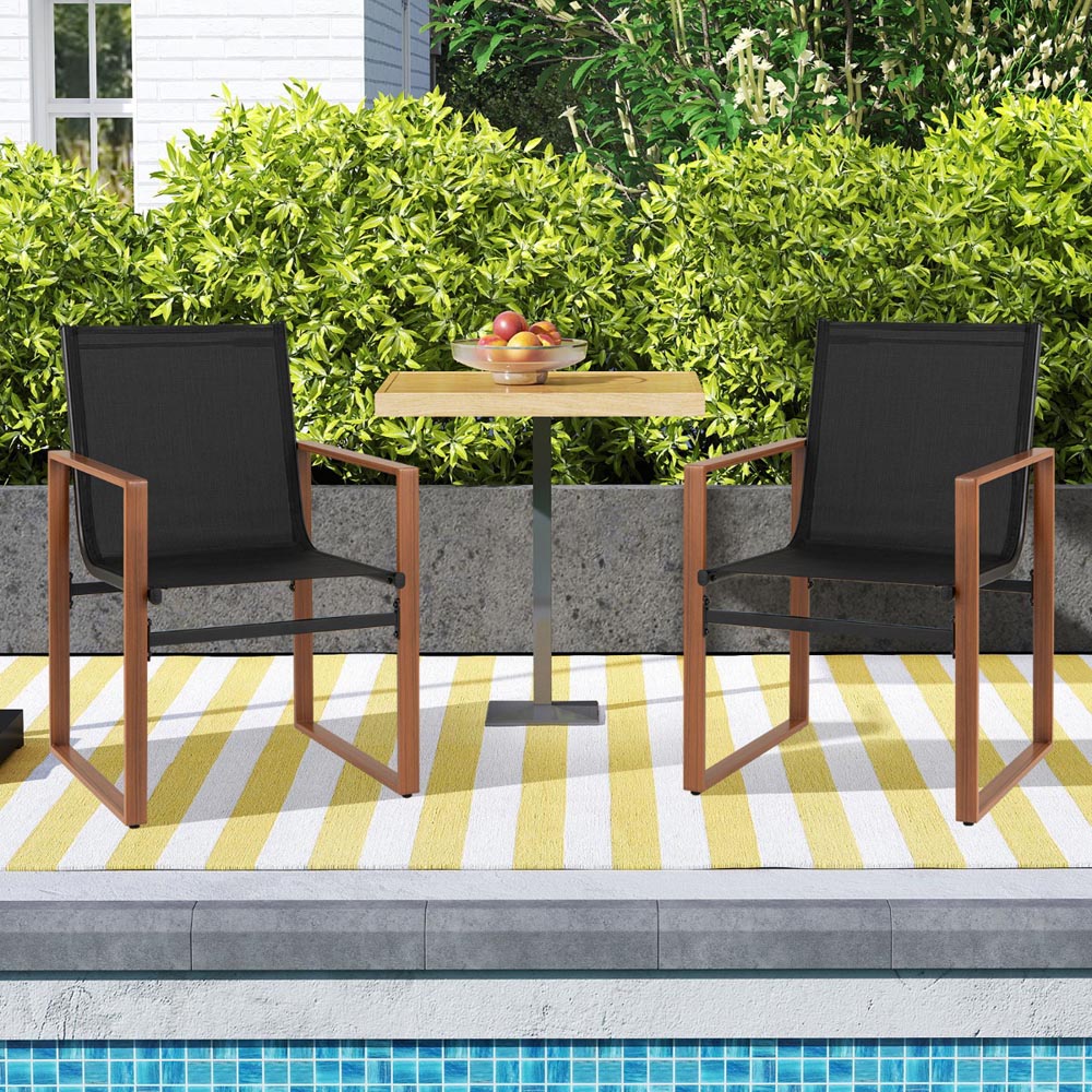 Costway Set of 2 Black Outdoor Dining Chairs Image 1