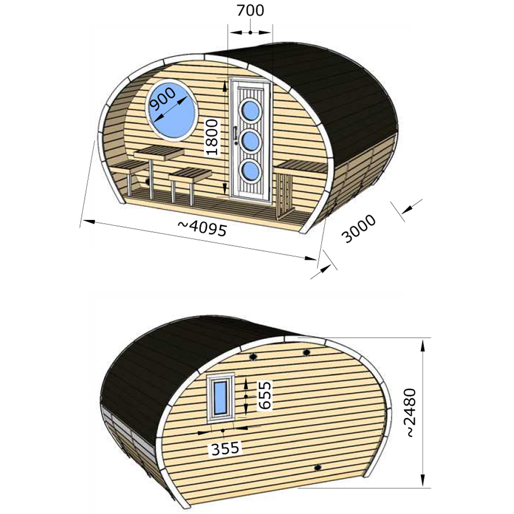 Stjarna Frodo Black Outdoor Oval Sauna 13.1 x 9.8ft Image 5