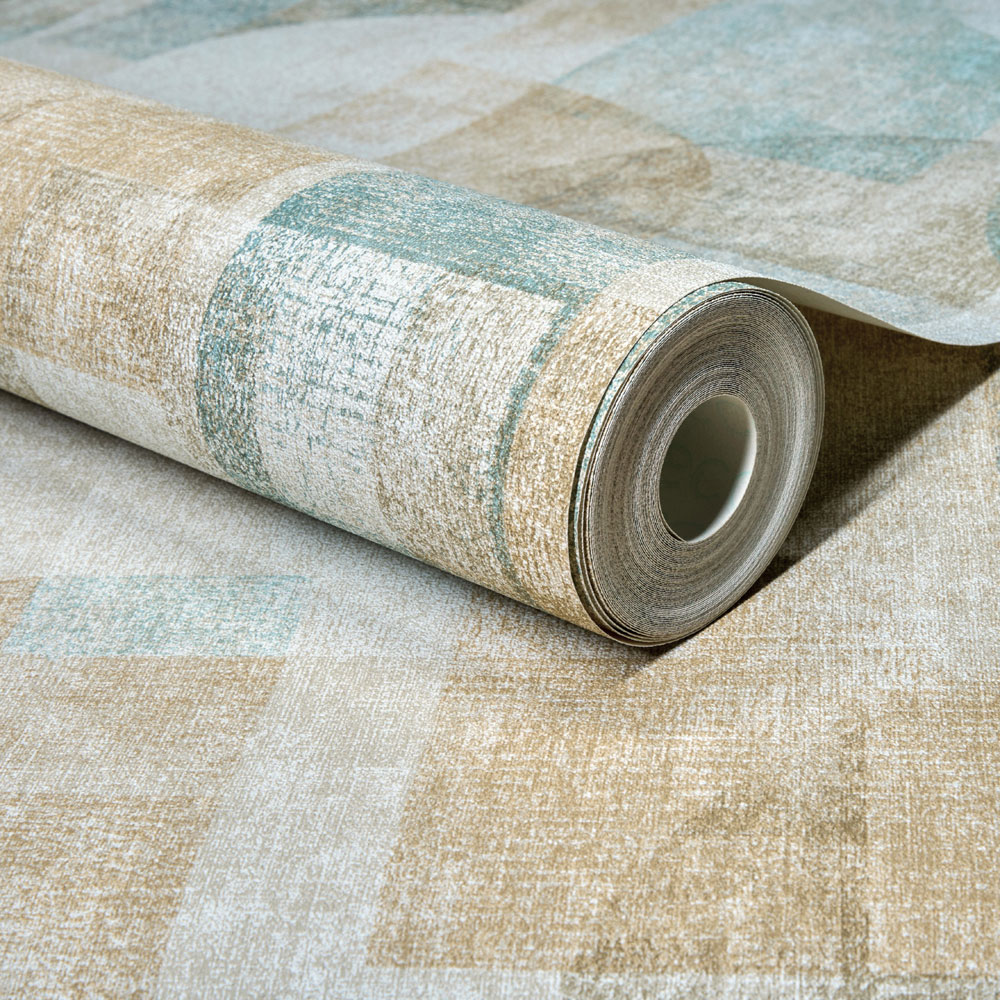 Grandeco Boutique Distressed Geo Abstract Shapes Taupe Wallpaper Image 2