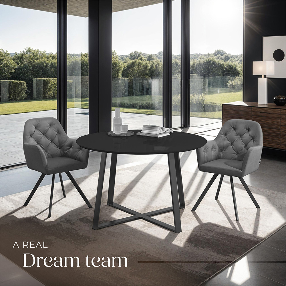 tectake Lucia Set of 2 Anthracite Quilted Armchair Image 4