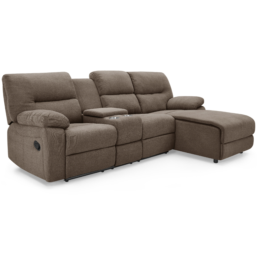 Home Detail Jacob 3 Seater Brown Left Hand Chaise Manual Recliner Sofa Image 2