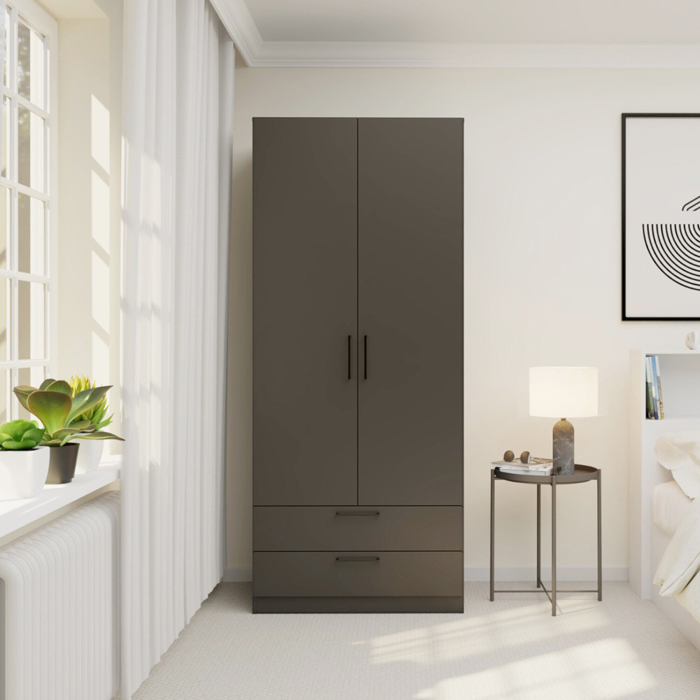 Regent 2 Door 2 Drawer Wardrobe Black Image 3