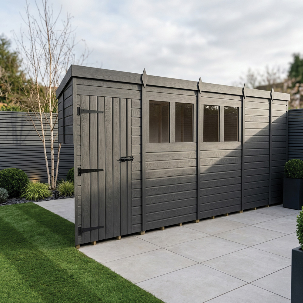 Foreverspaces 17 x 5ft Composite Board Pent Garden Shed Image 2
