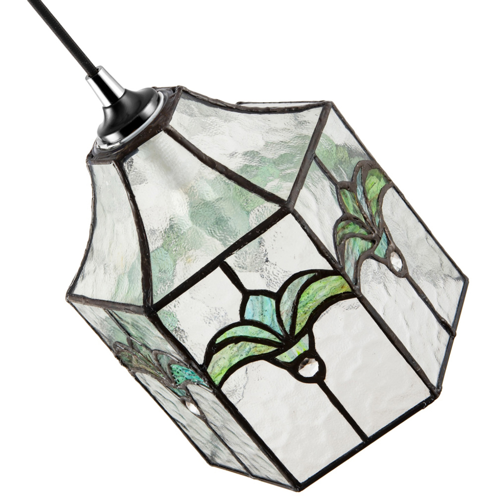 Happy Homewares Clear Water Glass and Emerald Green Tiffany Pendant Shade Image 4