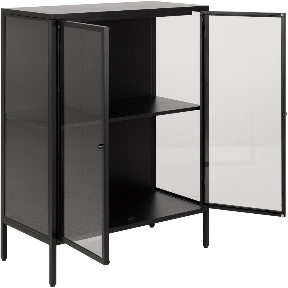 Florence Newcastle 2 Door 2 Shelf Matt Black Low Display Cabinet Image 5