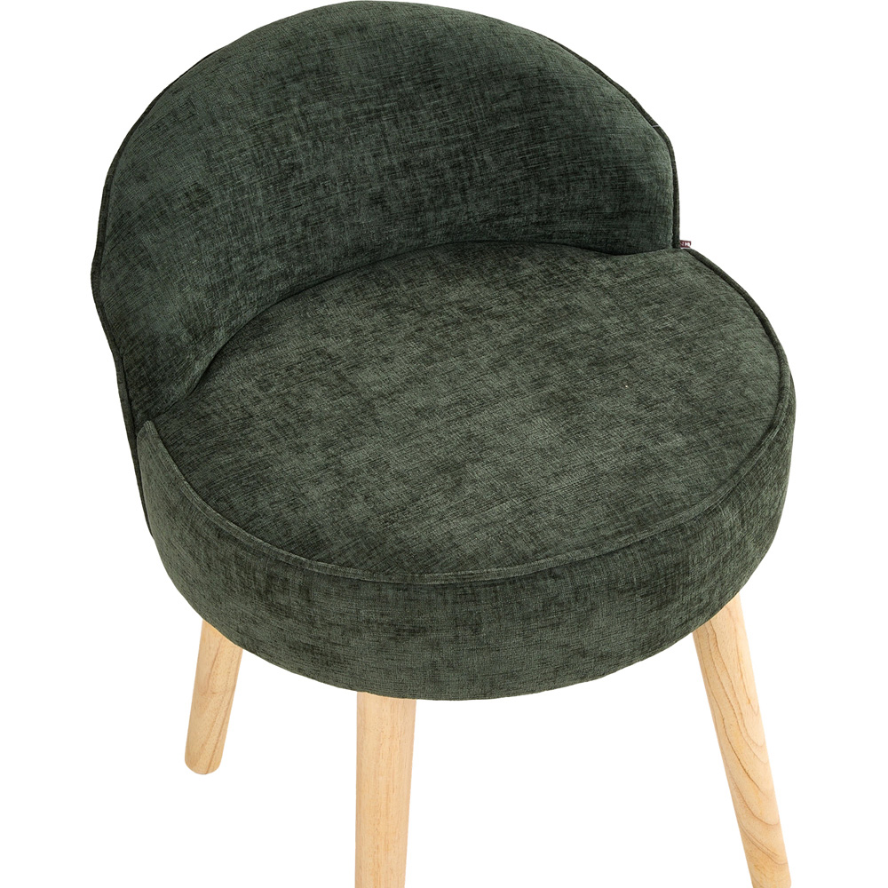 Living and Home Green Chenille Low Backrest Vanity Stool Image 4